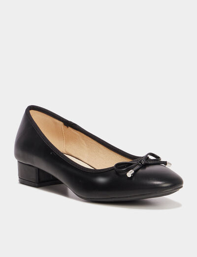 Ballerines à talons détails noeuds noir femme