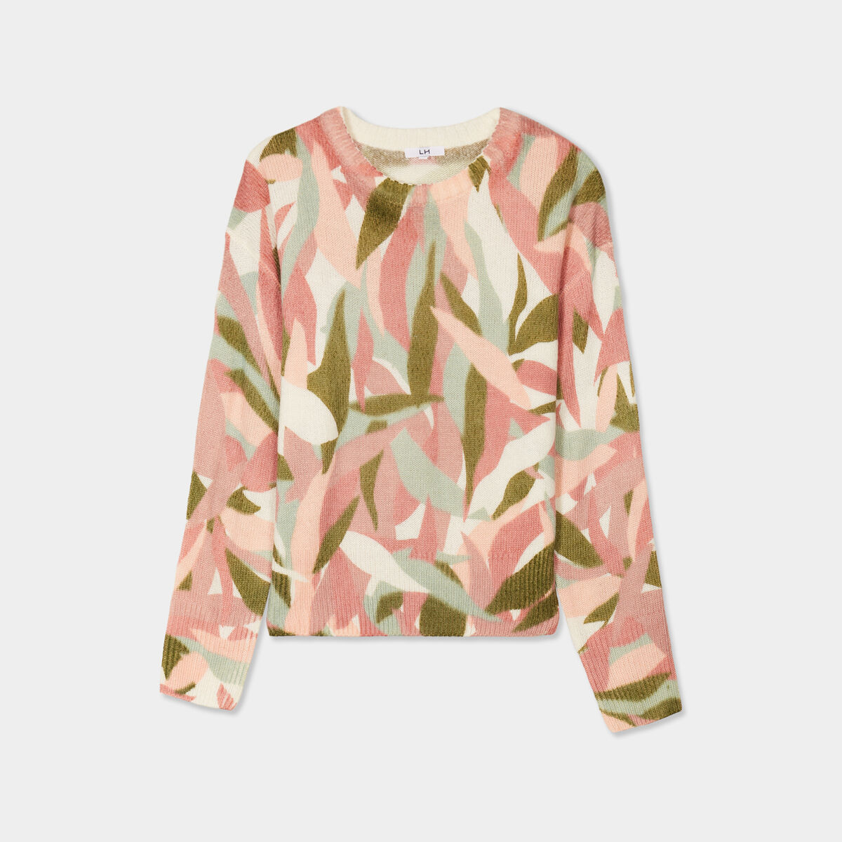 Pull col rond manches longues multicolore femme
