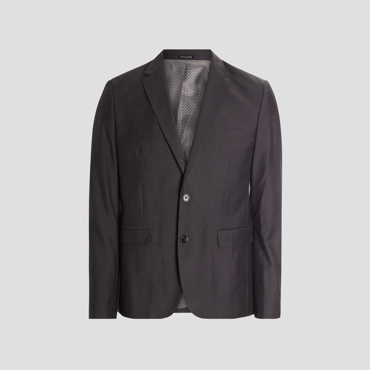 Veste ajustée boutonnée gris foncé homme