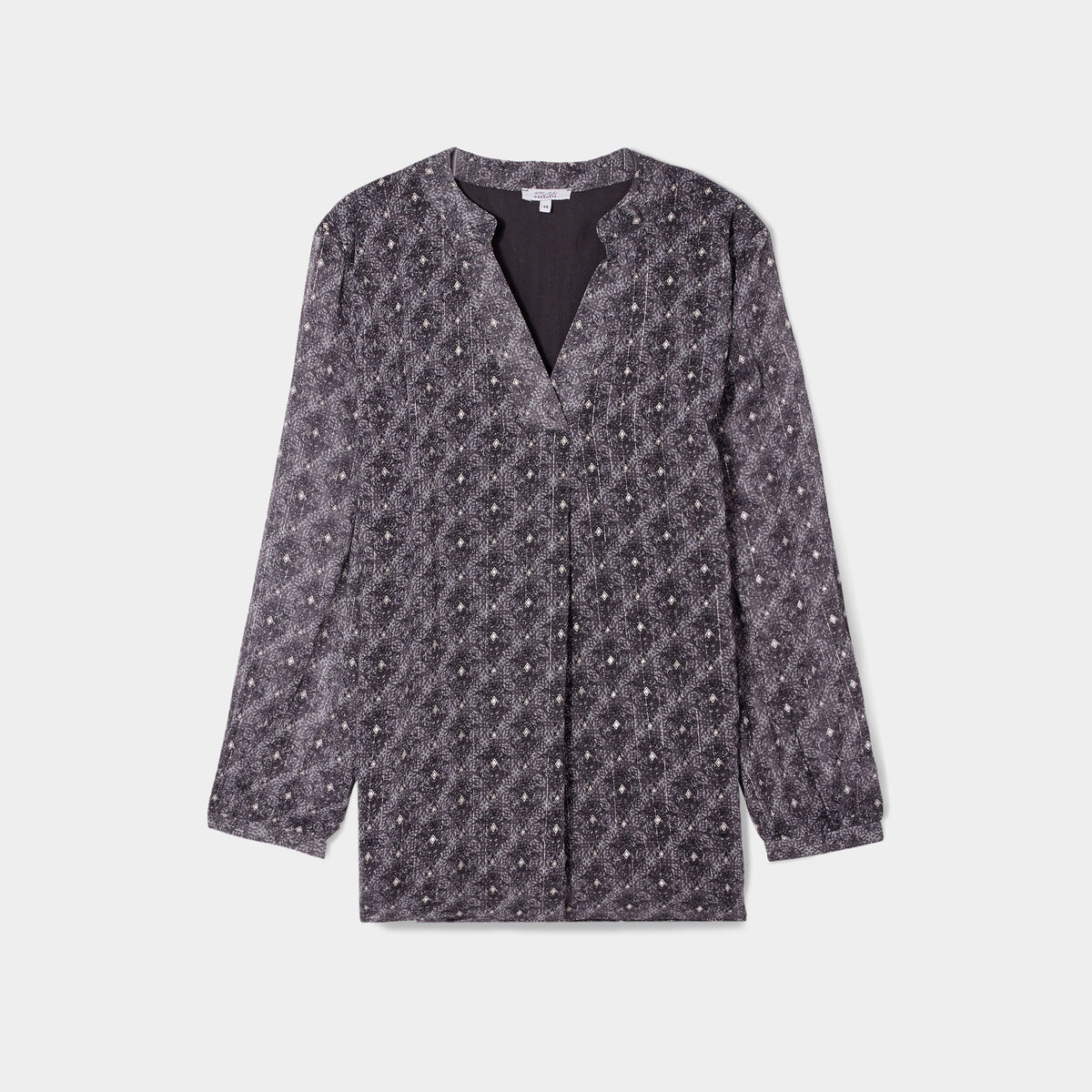 Blouse fils métallisés manches longues noir femme grande taille