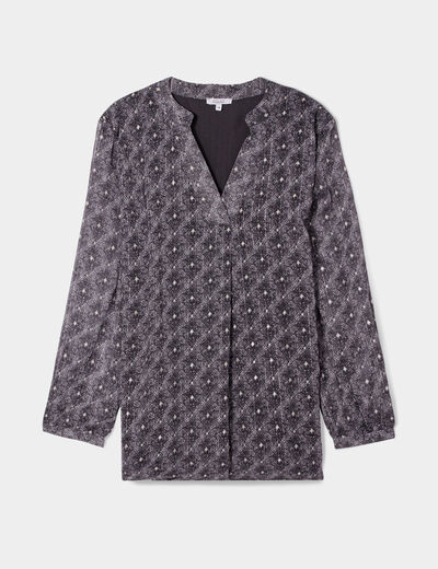 Blouse fils métallisés manches longues noir femme grande taille