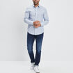 Chemise droite imprimée manches longues blanc homme