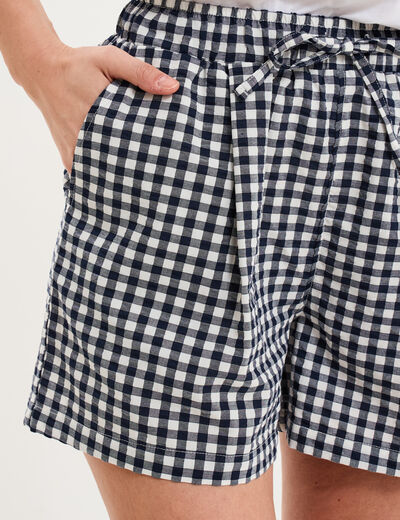 Short large taille &eacute;lastiqu&eacute;e ivoire femme