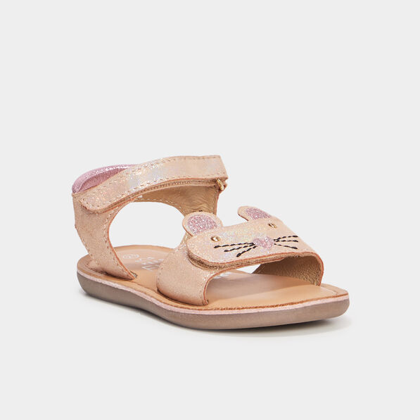 sandales en cuir cloonie rose bebef Sandales en cuir Cloonie rose bébé fille