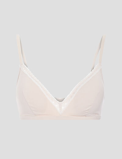 Soutien-gorge triangle coton à coque rose poudrée femme