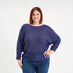 Pull manches longues col rond bleu marine femme grande taille