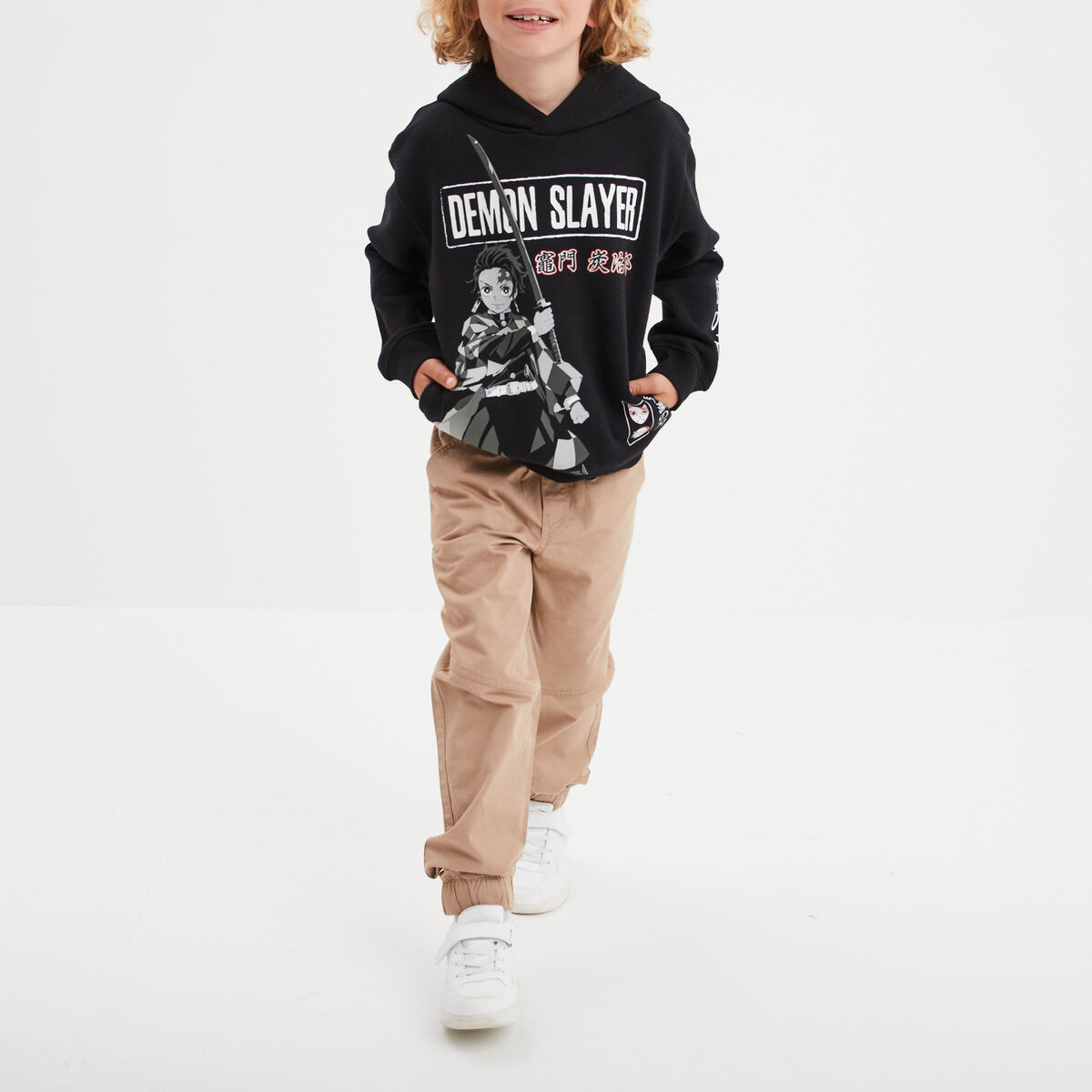 Sweat à capuche hoodie Demon Slayer noir garçon