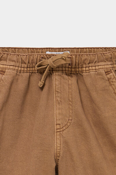 Bermuda regular taille &eacute;lastiqu&eacute;e coton marron fonc&eacute; gar&ccedil;on