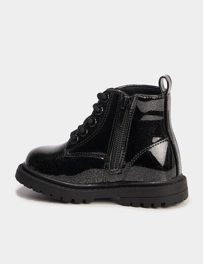 Boots crantées vernies à paillettes noir bébé fille