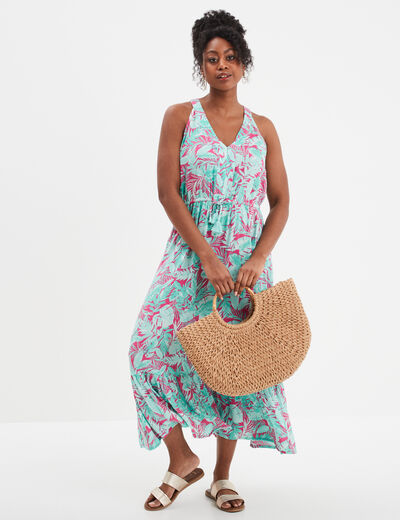Robe Femme Mario Serrani Italie Rose Fuchsia à Fleurs - Taille 14 - Neuf Avec étiquettes
