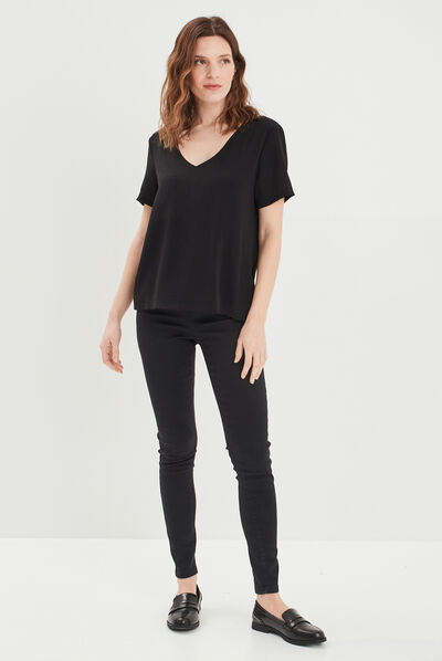 Jeans skinny taille haute noir femme