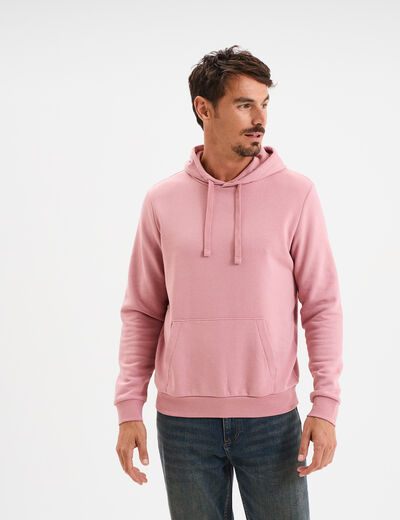 Sweat molleton à capuche hoodie vieux rose homme