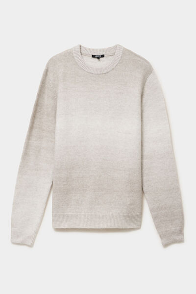 Pull droit col rond manches longues gris clair homme