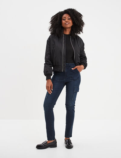 Veste bomber imperméable zippée noir femme