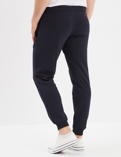 Pantalon jogging droit molleton bleu marine homme