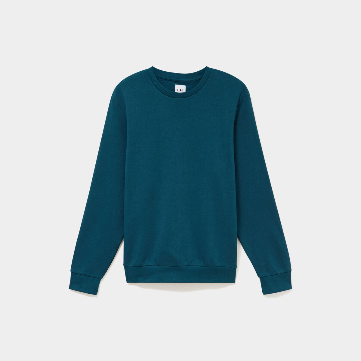 Sweat molleton col rond bleu canard homme
