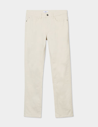 Pantalon droit en coton stretch beige homme