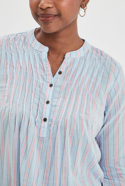 Blouse manches 3/4 bleu clair femme