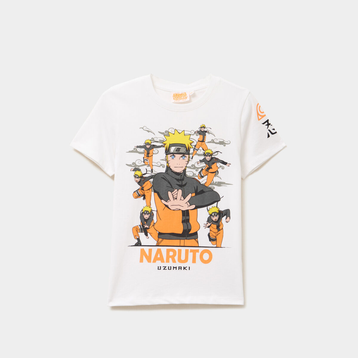 T-shirt manches courtes coton Naruto blanc garçon