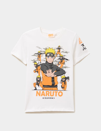 T-shirt manches courtes coton Naruto blanc garçon