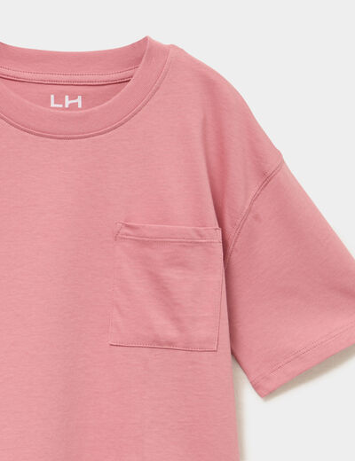 T-shirt oversize 1 poche manches courtes rose gar&ccedil;on