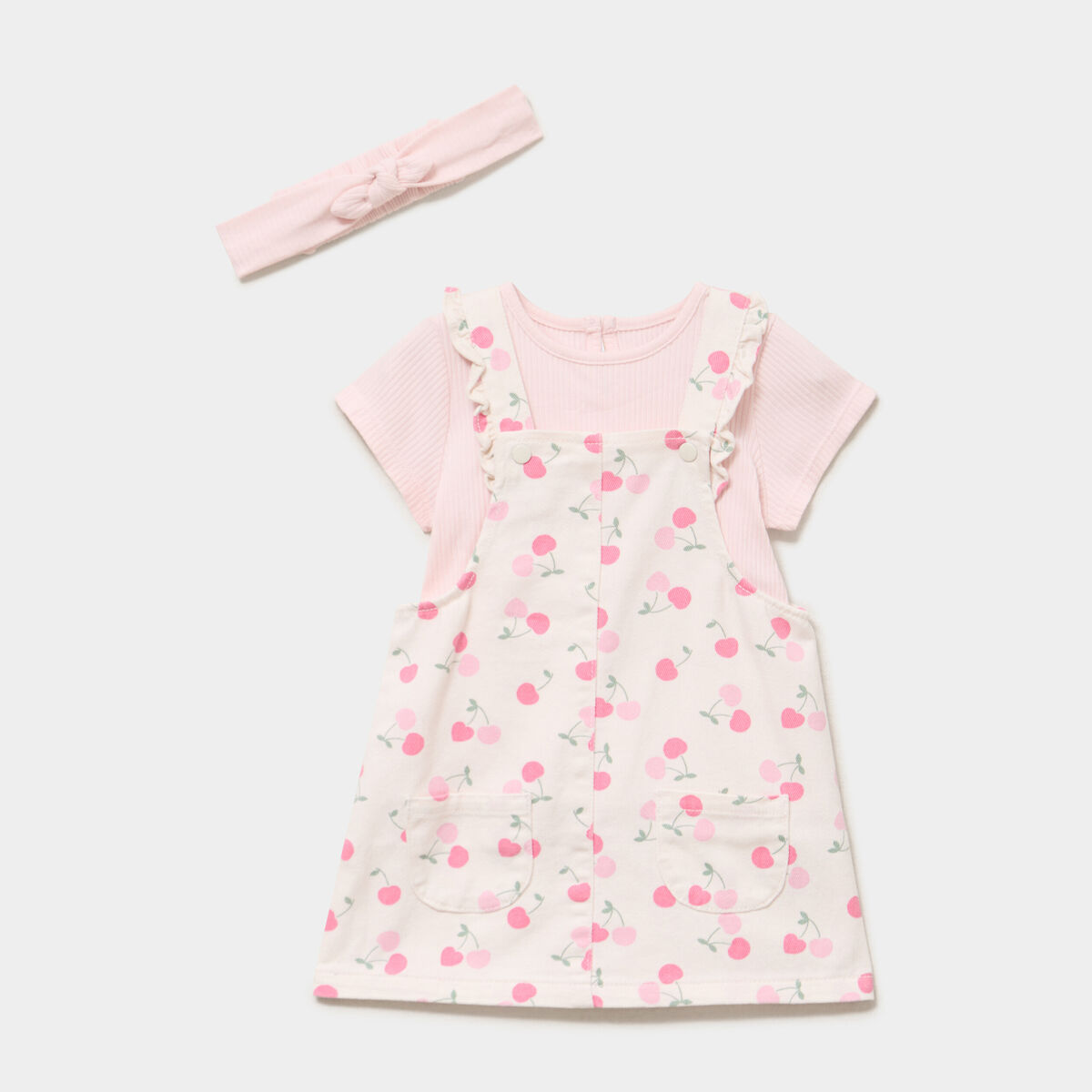 Ensemble robe 3 pi&egrave;ces coton creme b&eacute;b&eacute; fille