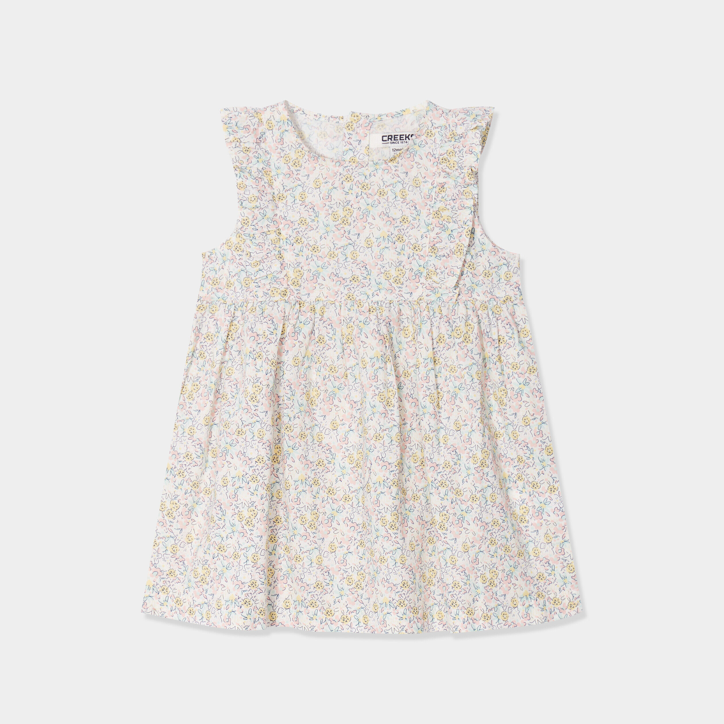 Robe patineuse avec volants coton Creeks bleu pastel bébé fille CREEKS