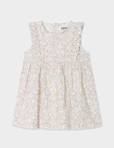 Robe patineuse avec volants coton Creeks bleu pastel bébé fille
