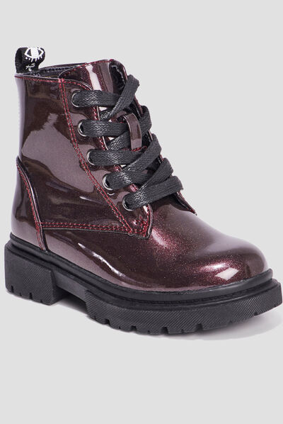 Bottines crantées zippées Liberto bordeaux fille