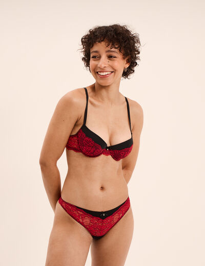 Soutien-gorge corbeille micro dentelle rouge femme