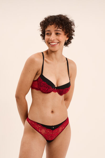 Soutien-gorge corbeille micro dentelle rouge femme