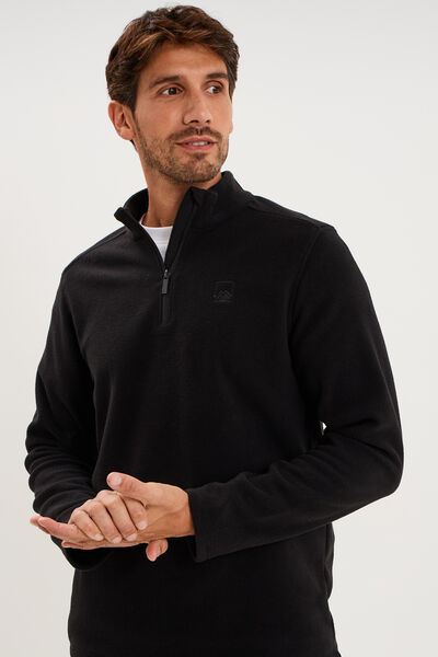Sweat polaire col camionneur noir homme