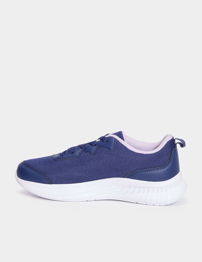 Baskets running à lacets bleu marine fille