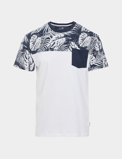 T-shirt manches courtes poche poitrine blanc homme