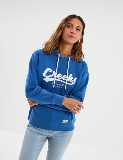 Sweat &agrave; capuche hoodie bleu electrique femme