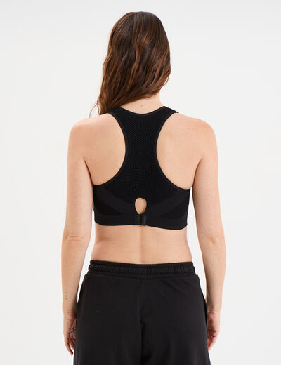 Brassière sport microfibre dos nageur noir femme