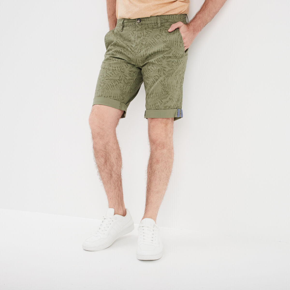 Bermuda chino droit Creeks vert kaki homme