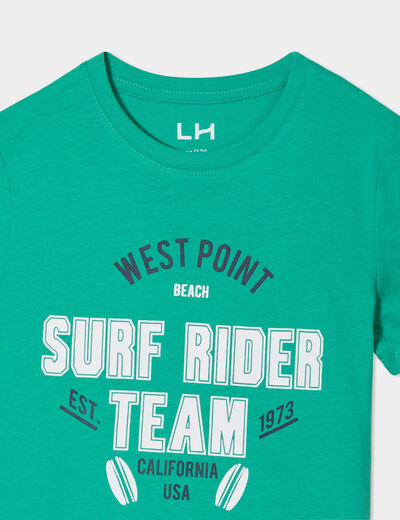 T-shirt droit manches courtes coton vert menthe garçon