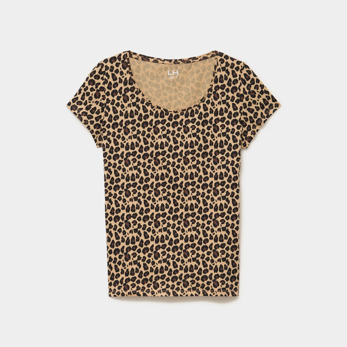 T-shirt coton imprim&eacute; coupe ajust&eacute;e beige femme