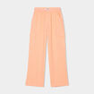 Pantalon large lin mélangé ceinturé rose saumon fille