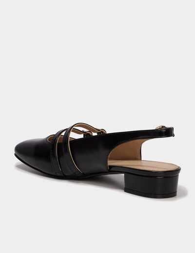 Ballerine slingback double bride boucles noir femme