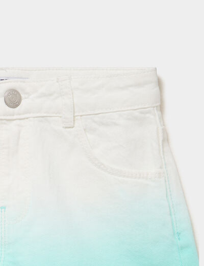 Short droit coton taille ajustable bleu turquoise fille