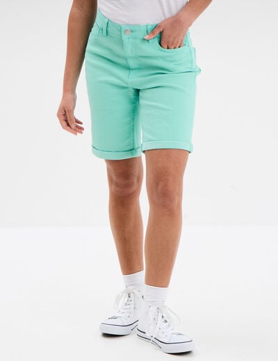 Bermuda slim bleu turquoise femme