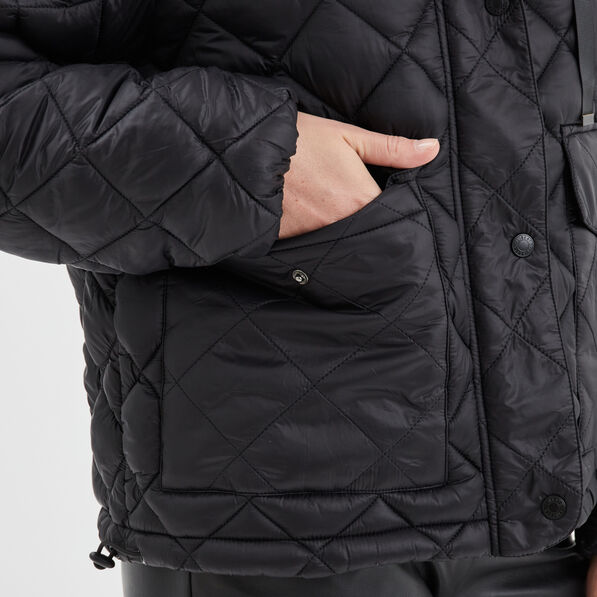 doudoune matelassee a capuche fourrure noir femme Doudoune matelassée à capuche fourrure noir femme