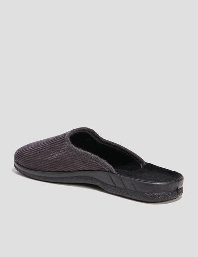 Chaussons mules velours gris homme