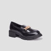 Mocassins à talons et détails chaînes noir femme