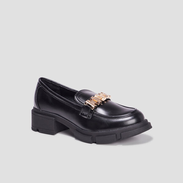 mocassins a talons et details chaines noir femme Mocassins à talons et détails chaînes noir femme