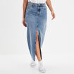 Jupe en jean midi fendue denim double stone femme