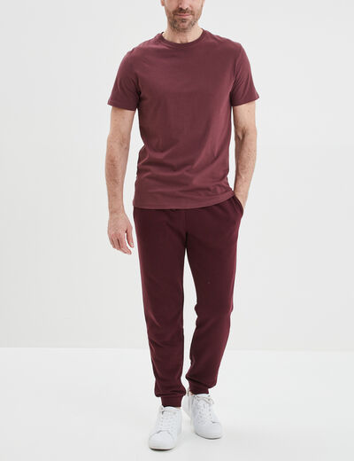 T-shirt en coton manches courtes prune homme