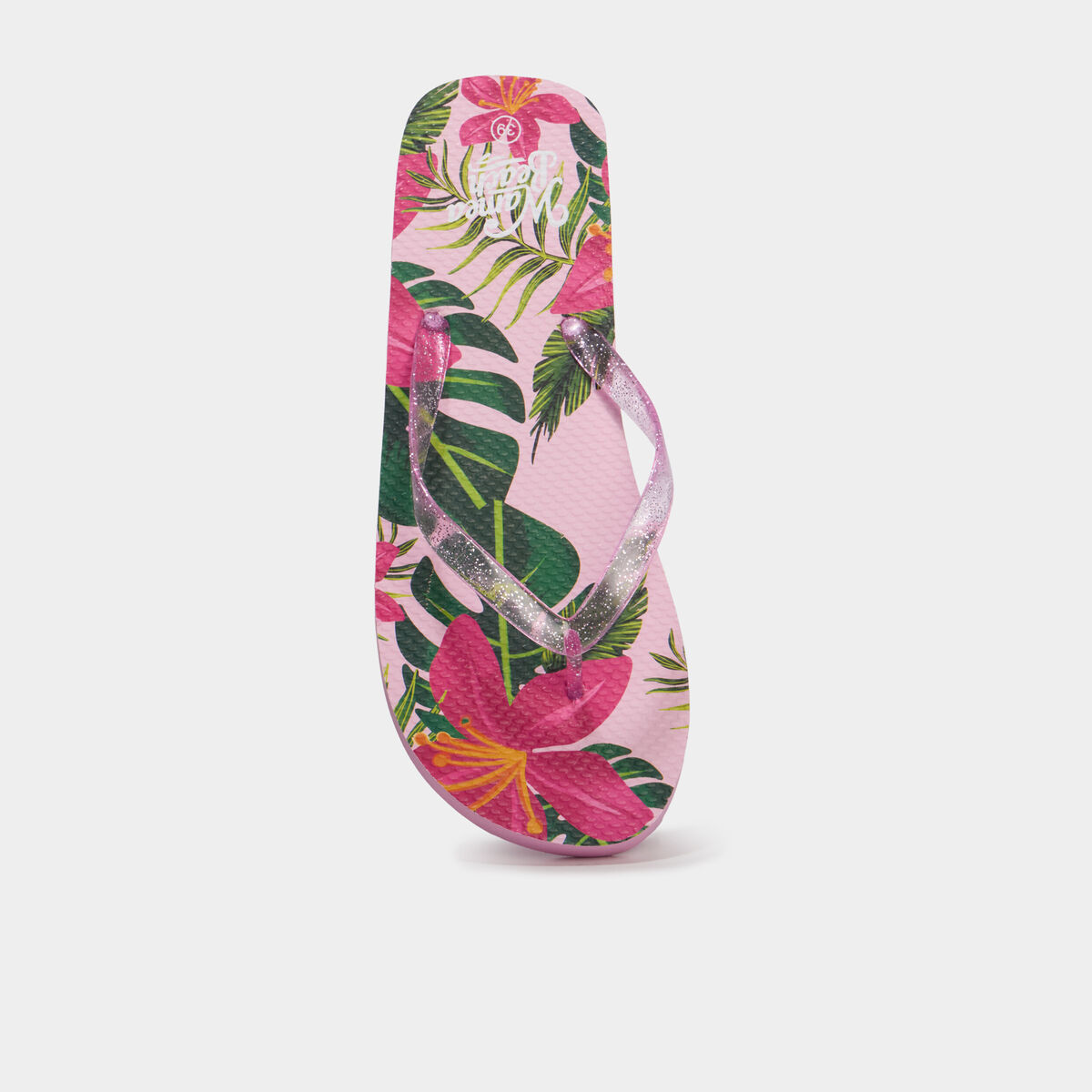 Tongs entredoigts &agrave; paillettes rose femme